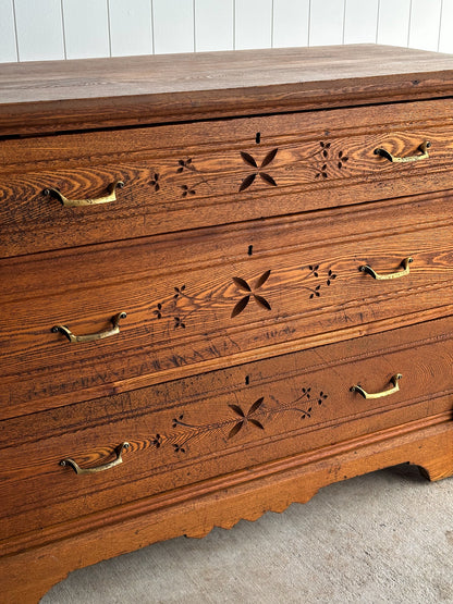 Late 19th Century Carved Oak Chest of Drawers