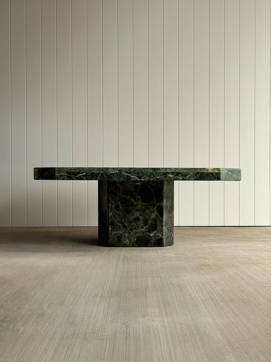 Vintage Italian Verde Alpi Marble Coffee Table, C. 1970s