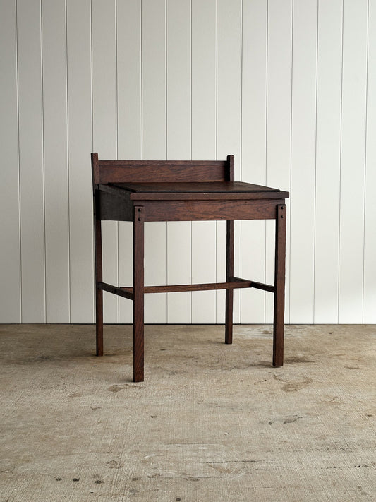 Antique Oak Schoolhouse Desk, C. 1890–1910