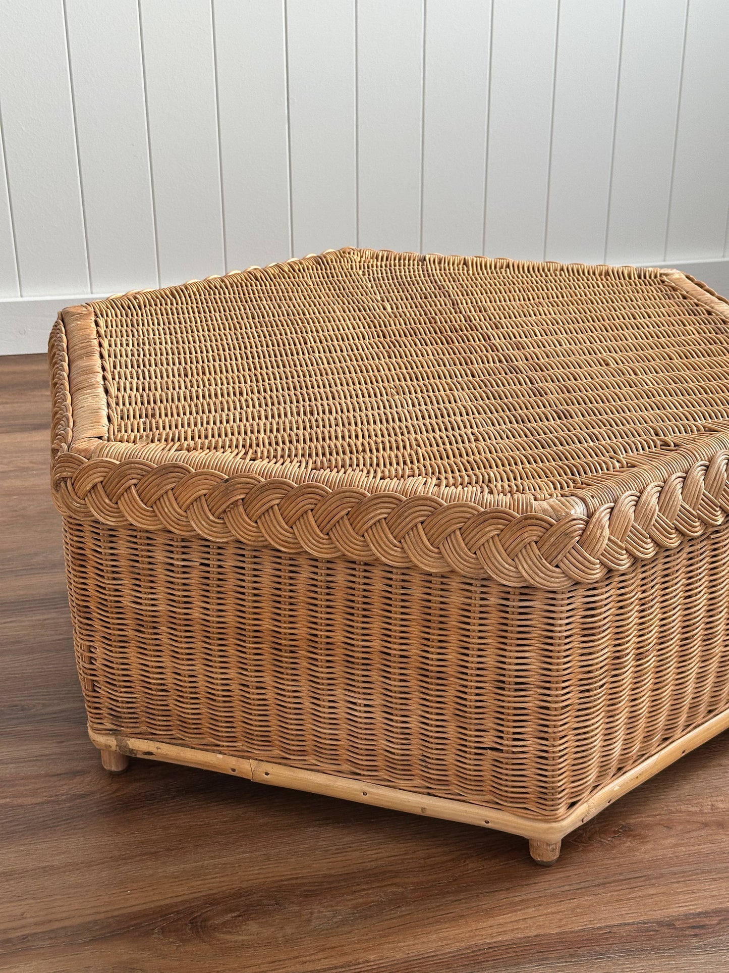 Vintage Brown Jordan Braided Wicker Coffee Table