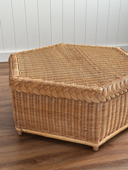 Vintage Brown Jordan Braided Wicker Coffee Table