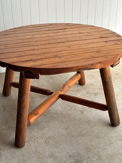 Early 20th Century Pine Dining Table with Scalloped Edge