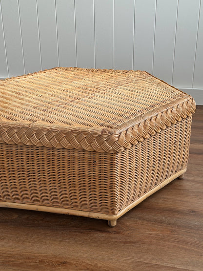 Vintage Brown Jordan Braided Wicker Coffee Table