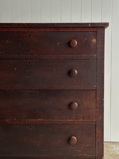 Late 19th Century Antique Painted Pine Chest of Drawers, Original Surface