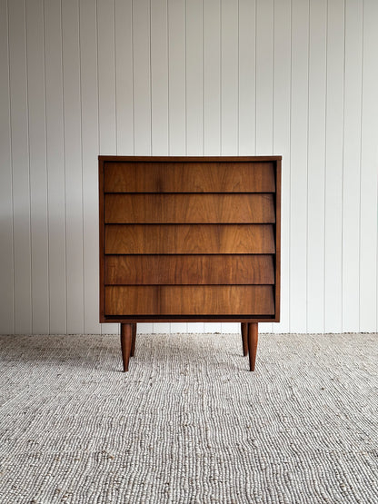 Vintage Mid Century Modern Walnut Floating Drawer Chest of Drawers
