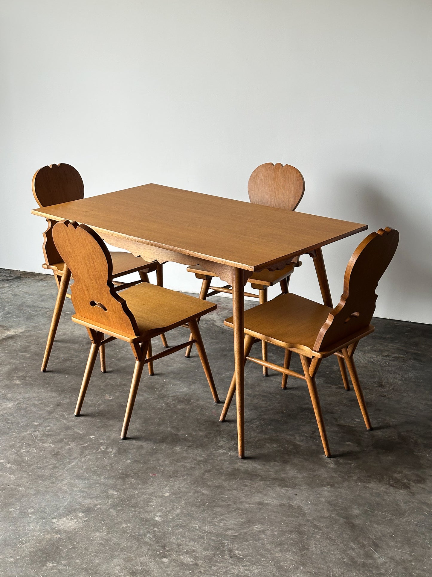 Swiss Alpine Stabelle Oak Dining Set, Mid-Century, Set of 5