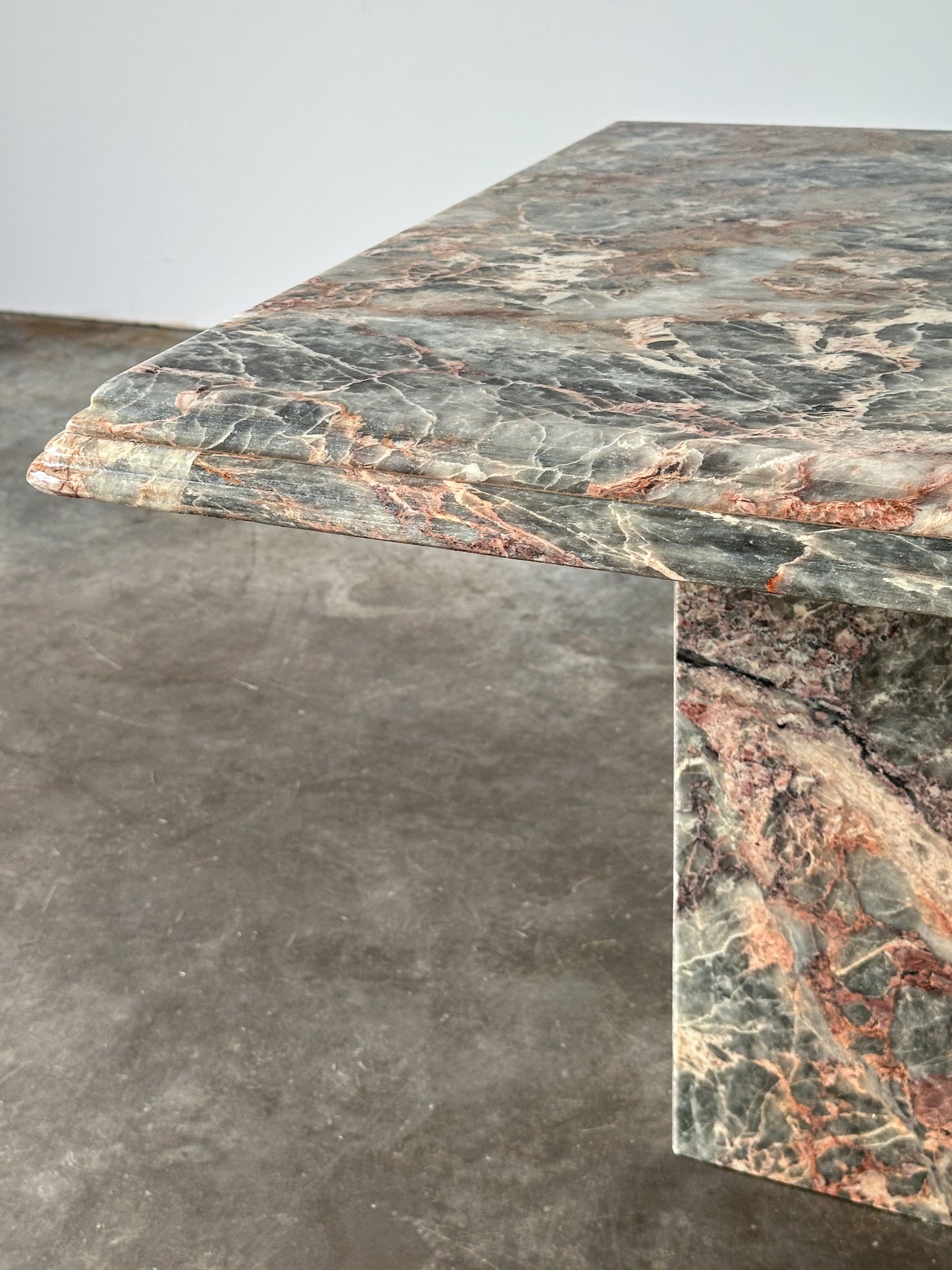 Fior Di Pesco Marble Plinth Side Table, Italy, 1980s