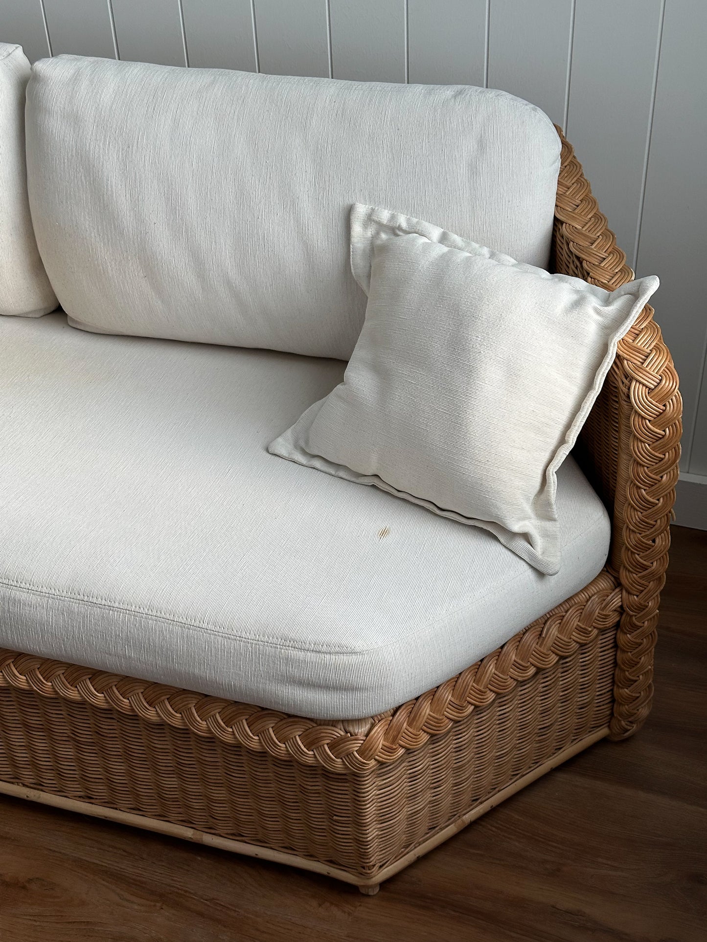Vintage Brown Jordan Braided Wicker Sofa