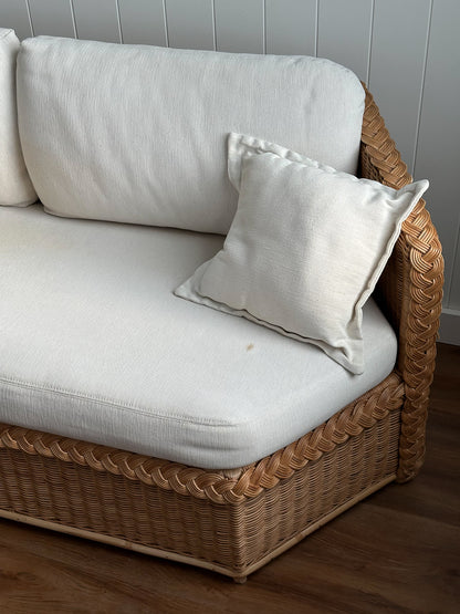 Vintage Brown Jordan Braided Wicker Sofa