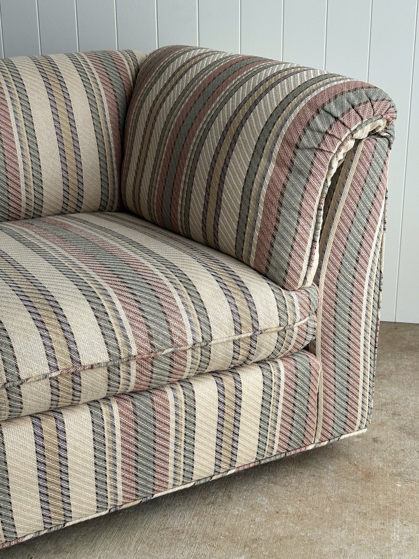 Vintage Postmodern Three-Piece Modular Sofa in Original Striped Upholstery, C. 1980s