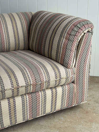Vintage Postmodern Three-Piece Modular Sofa in Original Striped Upholstery, C. 1980s