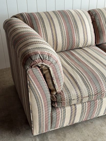 Vintage Postmodern Three-Piece Modular Sofa in Original Striped Upholstery, C. 1980s