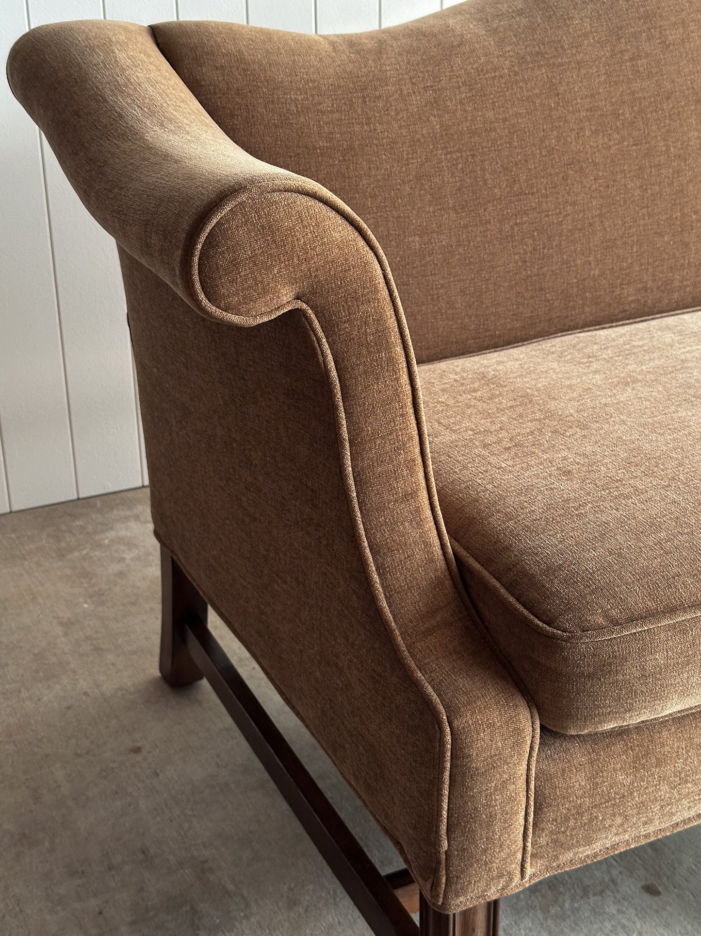 Vintage Camelback Chippendale-Style Sofa