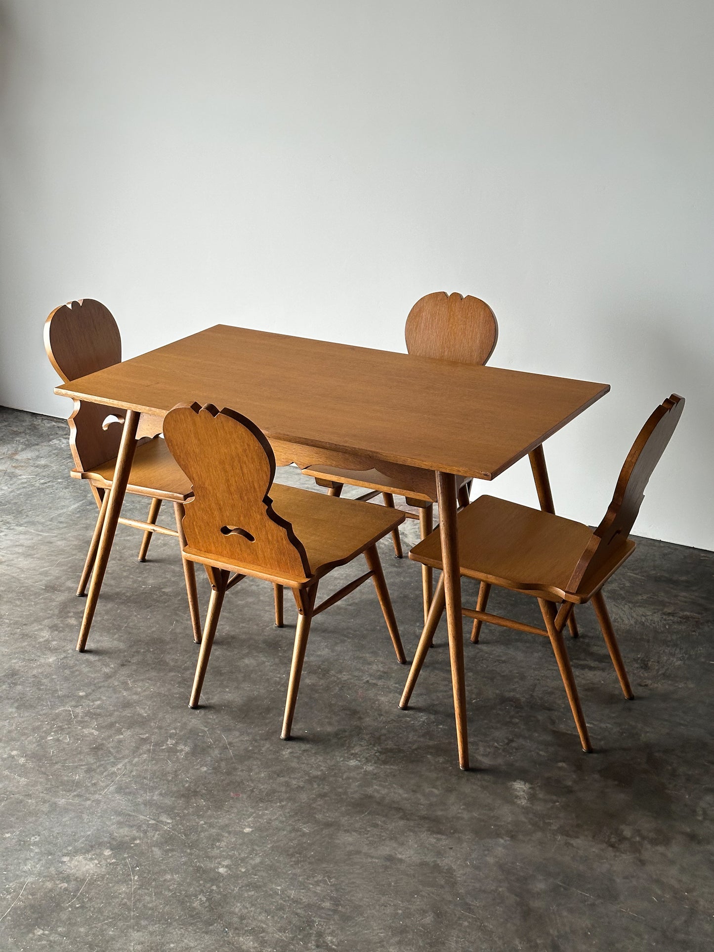 Swiss Alpine Stabelle Oak Dining Set, Mid-Century, Set of 5