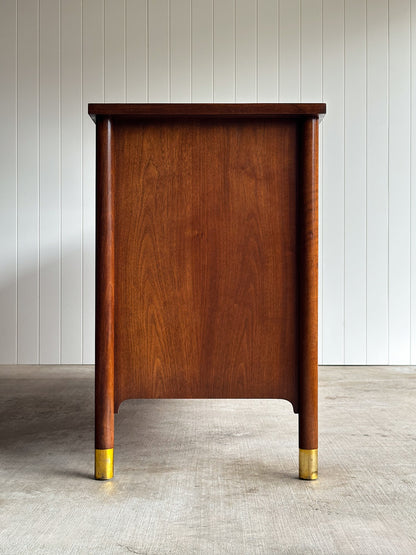 Mid-Century Modern Heritage Collection Walnut and Brass Sideboard