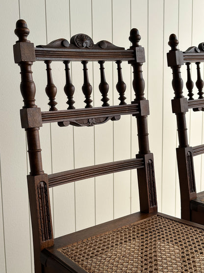 Set of Four Antique Dining Chairs With Carved Crest