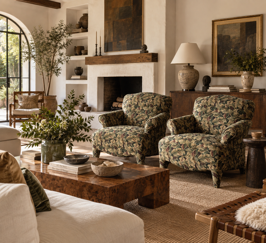 Sage Acanthus Tapestry Club Chairs, John Hutton for Donghia Luciano, 1990s, Pair