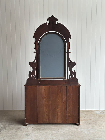 Antique Mid-19th Century Walnut Dresser with Hidden Drawer