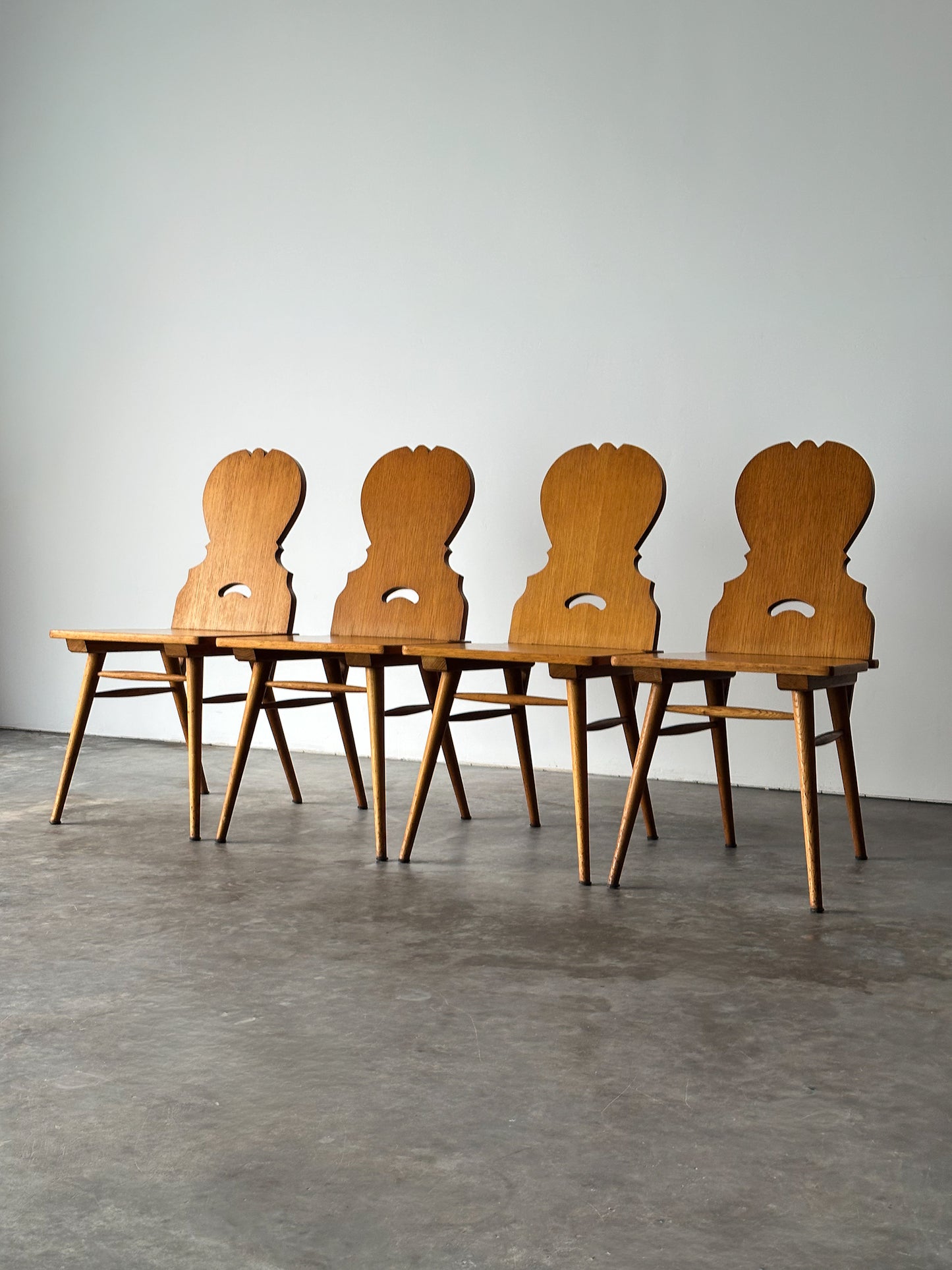 Swiss Alpine Stabelle Oak Dining Set, Mid-Century, Set of 5