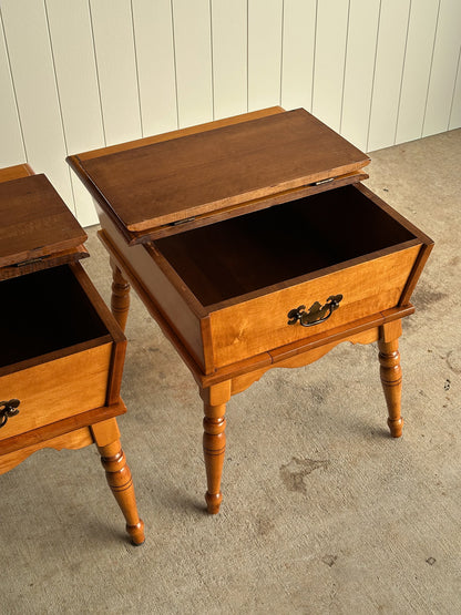 Heywood-Wakefield Maple Dough Box End Tables, C. 1960s