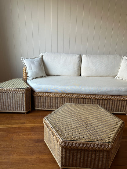 Vintage Brown Jordan Braided Wicker Coffee Table