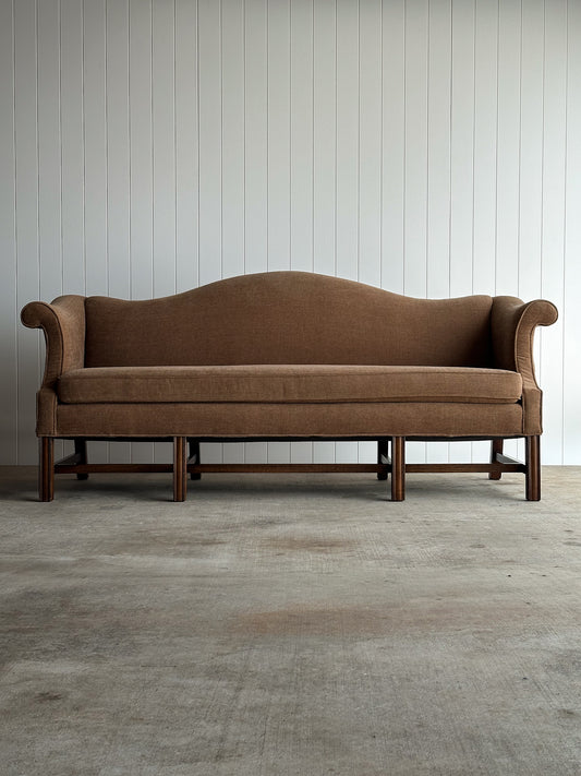 Vintage Camelback Chippendale-Style Sofa