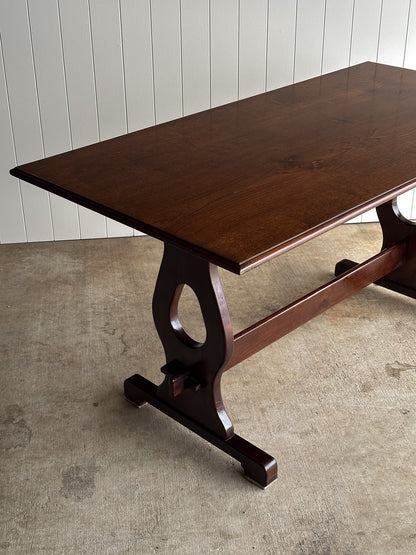 Antique English Country Oak Trestle Dining Table