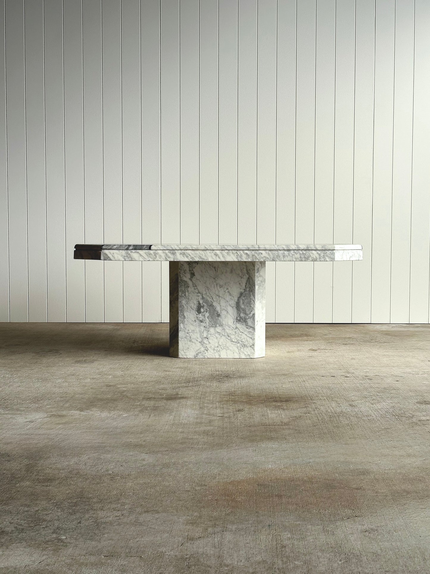 Italian Carrara & Bardiglio Marble Inlay Coffee Table, 1970s