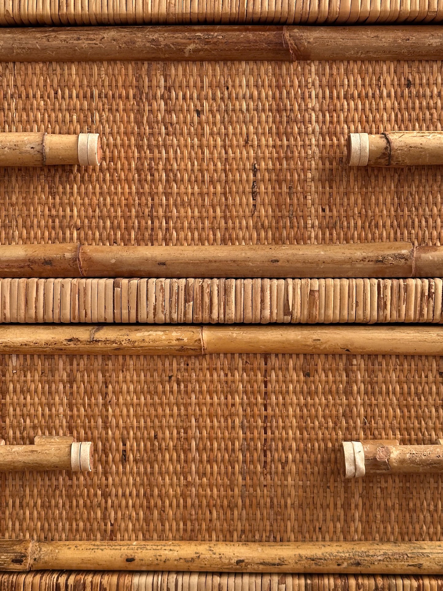 1970s Vintage Woven Rattan Chest of Drawers