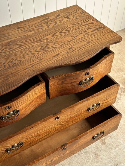 Late 19th Century Antique Serpentine Oak Chest of Drawers