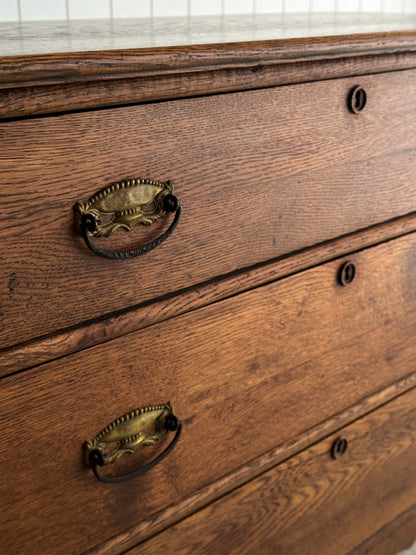 Antique Oak Three-Drawer Chest of Drawers, 19th Century