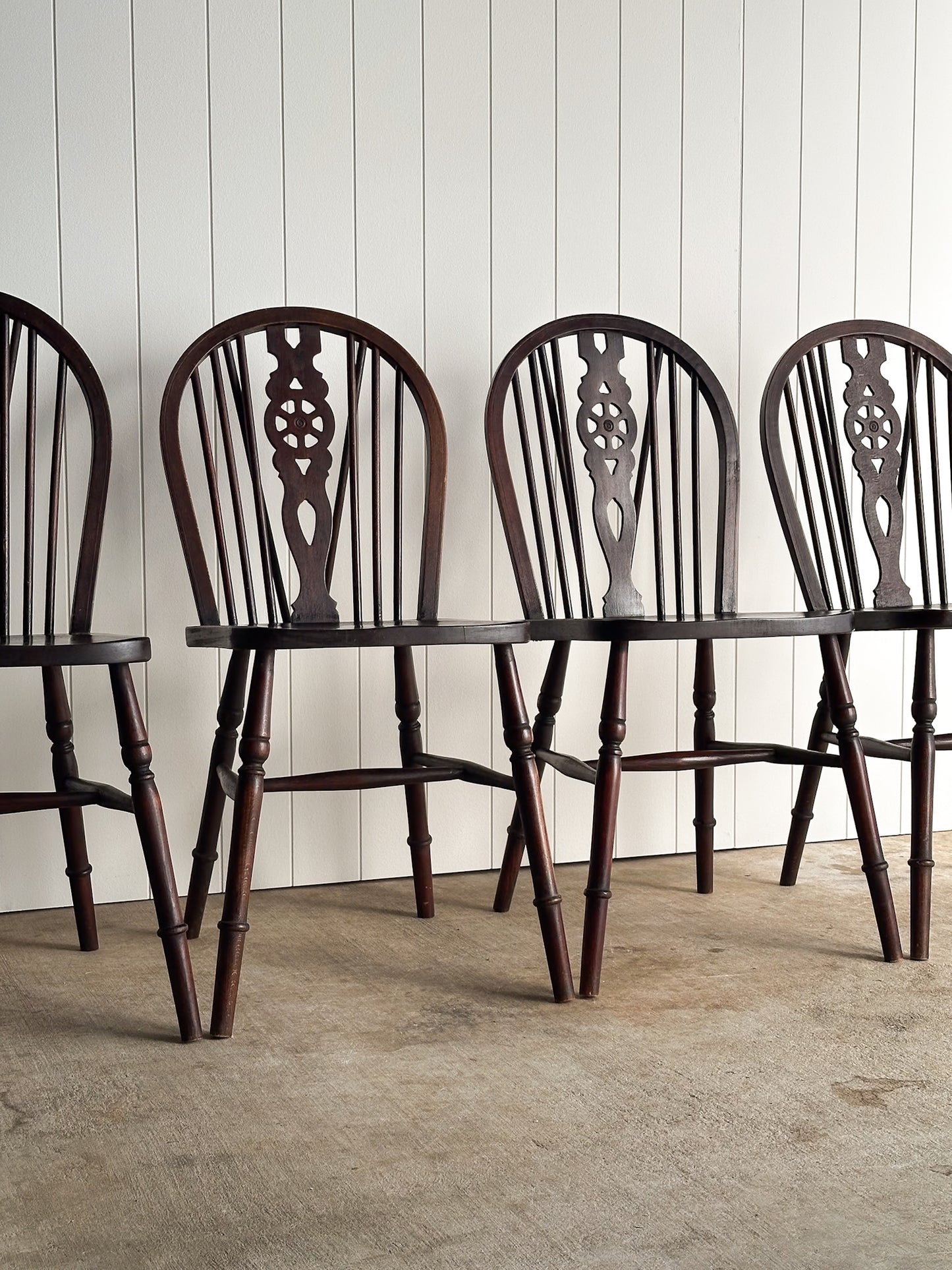 Antique English Windsor Dining Chairs, Set of 4
