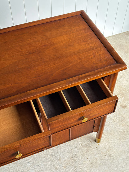 Mid-Century Modern Heritage Collection Walnut and Brass Sideboard