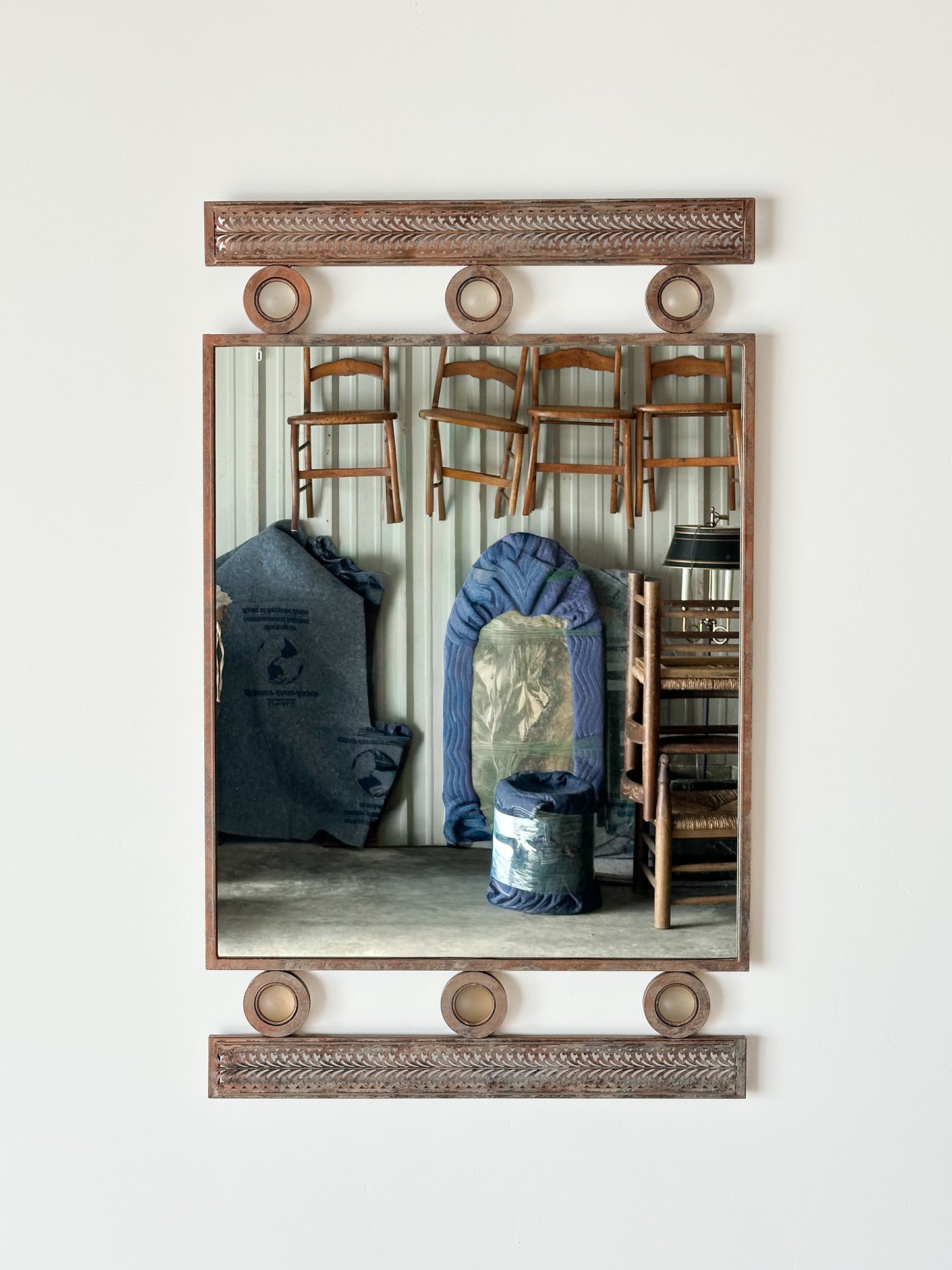 Pierced Steel Wall Mirror in the Style of Santambrogio & De Berti, Italy, Mid-Century