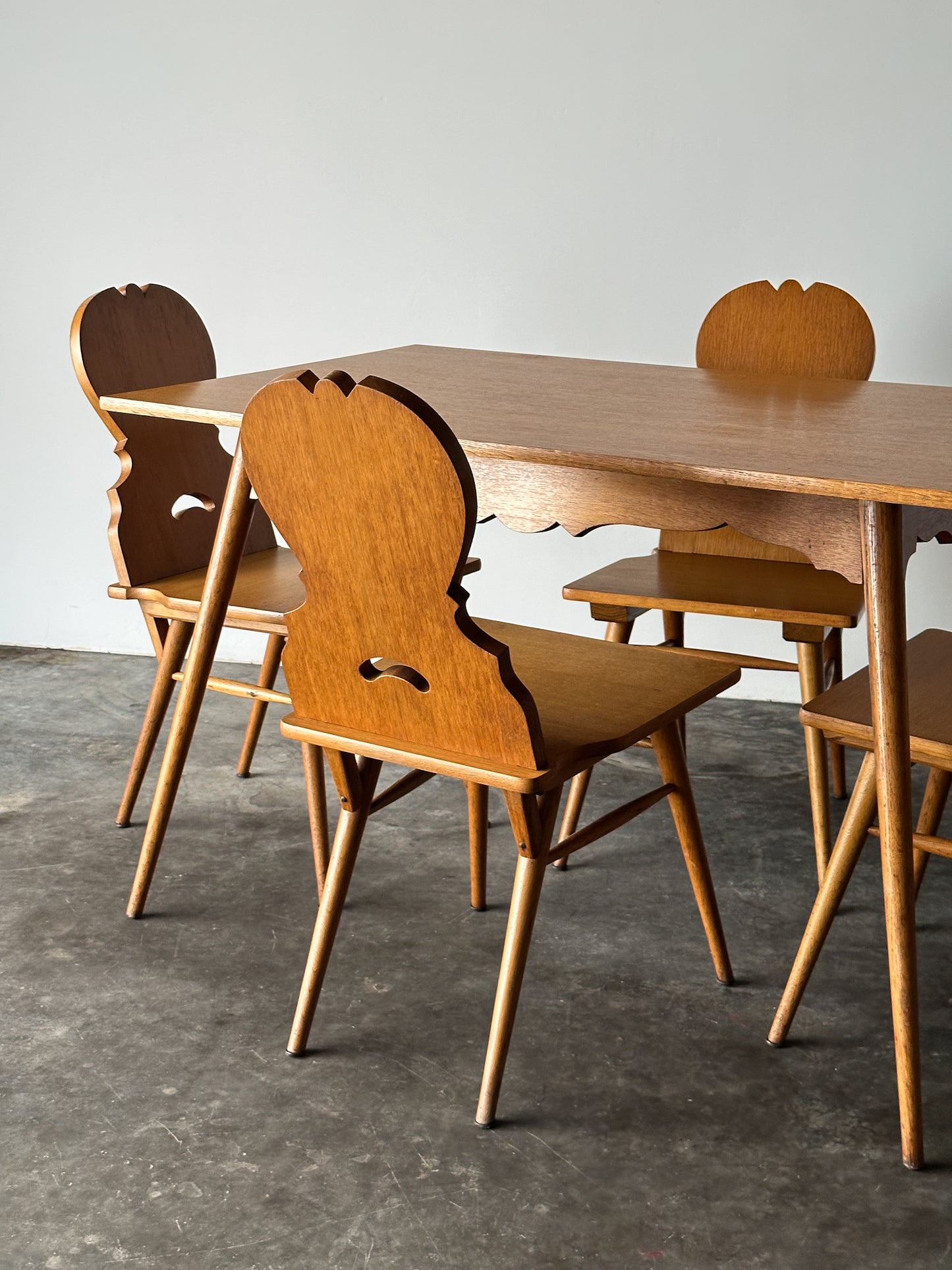 Swiss Alpine Stabelle Oak Dining Set, Mid-Century, Set of 5