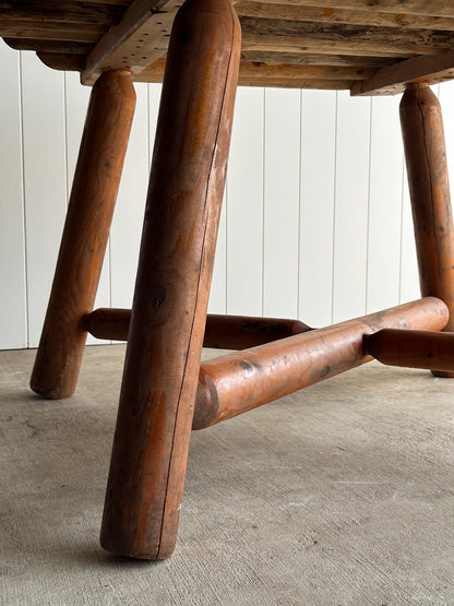 Early 20th Century Pine Dining Table with Scalloped Edge