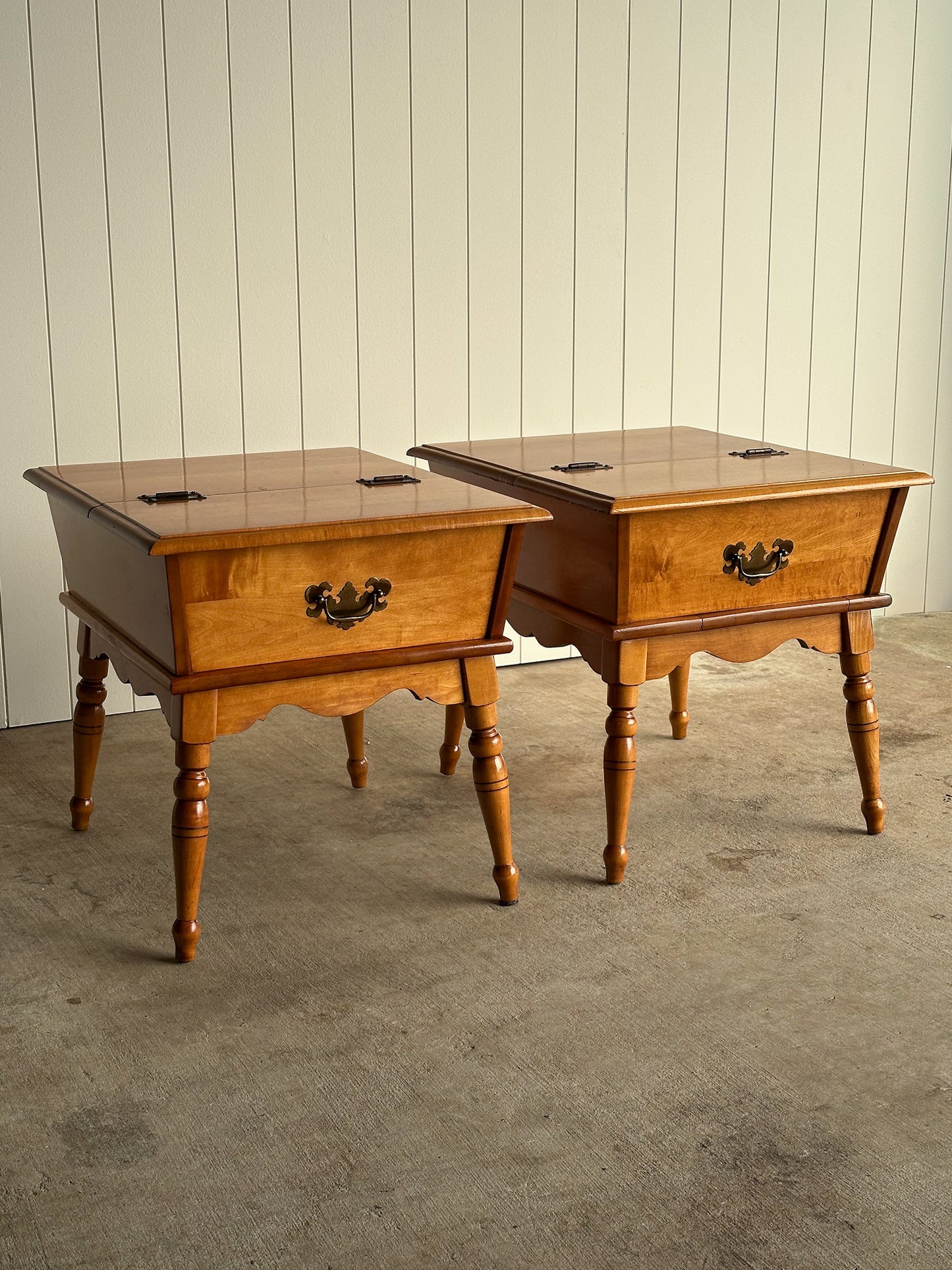 Heywood-Wakefield Maple Dough Box End Tables, C. 1960s