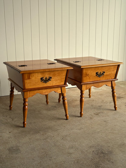 Heywood-Wakefield Maple Dough Box End Tables, C. 1960s