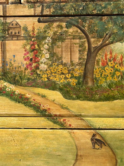 Hand-Painted Cottage Landscape Chest of Drawers, 19th Century