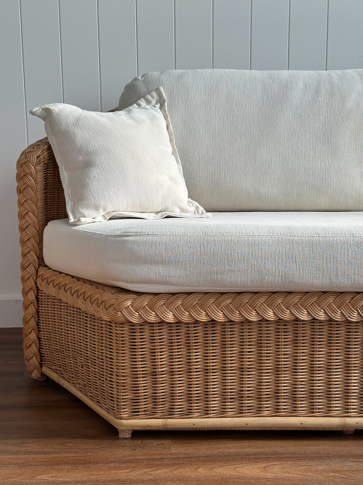 Vintage Brown Jordan Braided Wicker Sofa