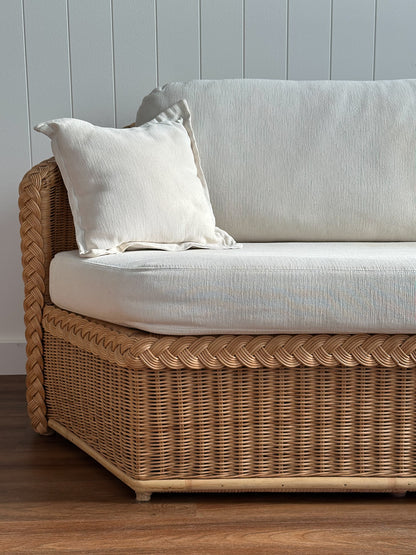 Vintage Brown Jordan Braided Wicker Sofa