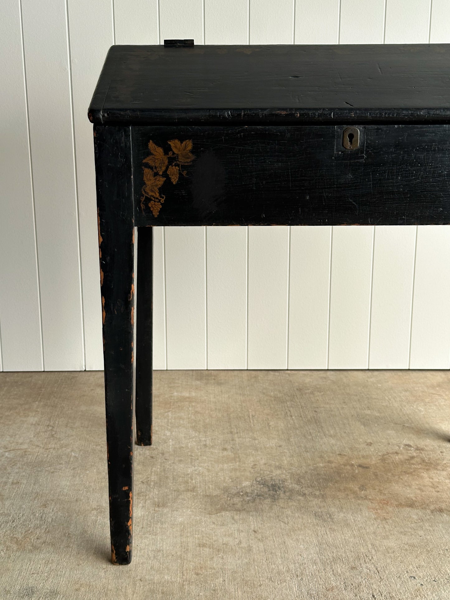 Antique Early American Hand-Painted Slant-Front Desk