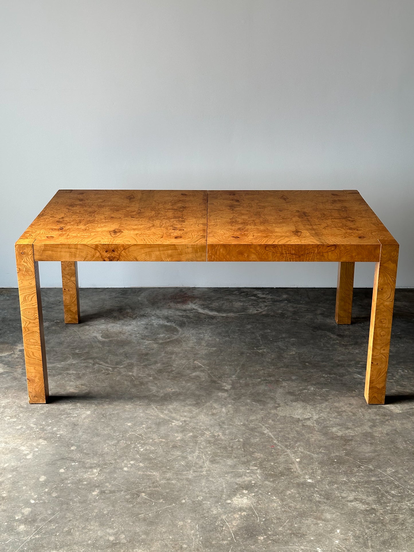 Lane Burl Wood Extendable Parsons Dining Table in the Style of Milo Baughman, 1970s