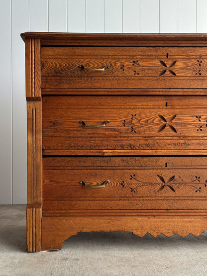 Late 19th Century Carved Oak Chest of Drawers