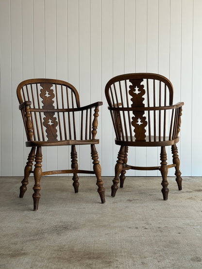 Vintage Conant Ball Oak Windsor Dining Chairs, Set of Six