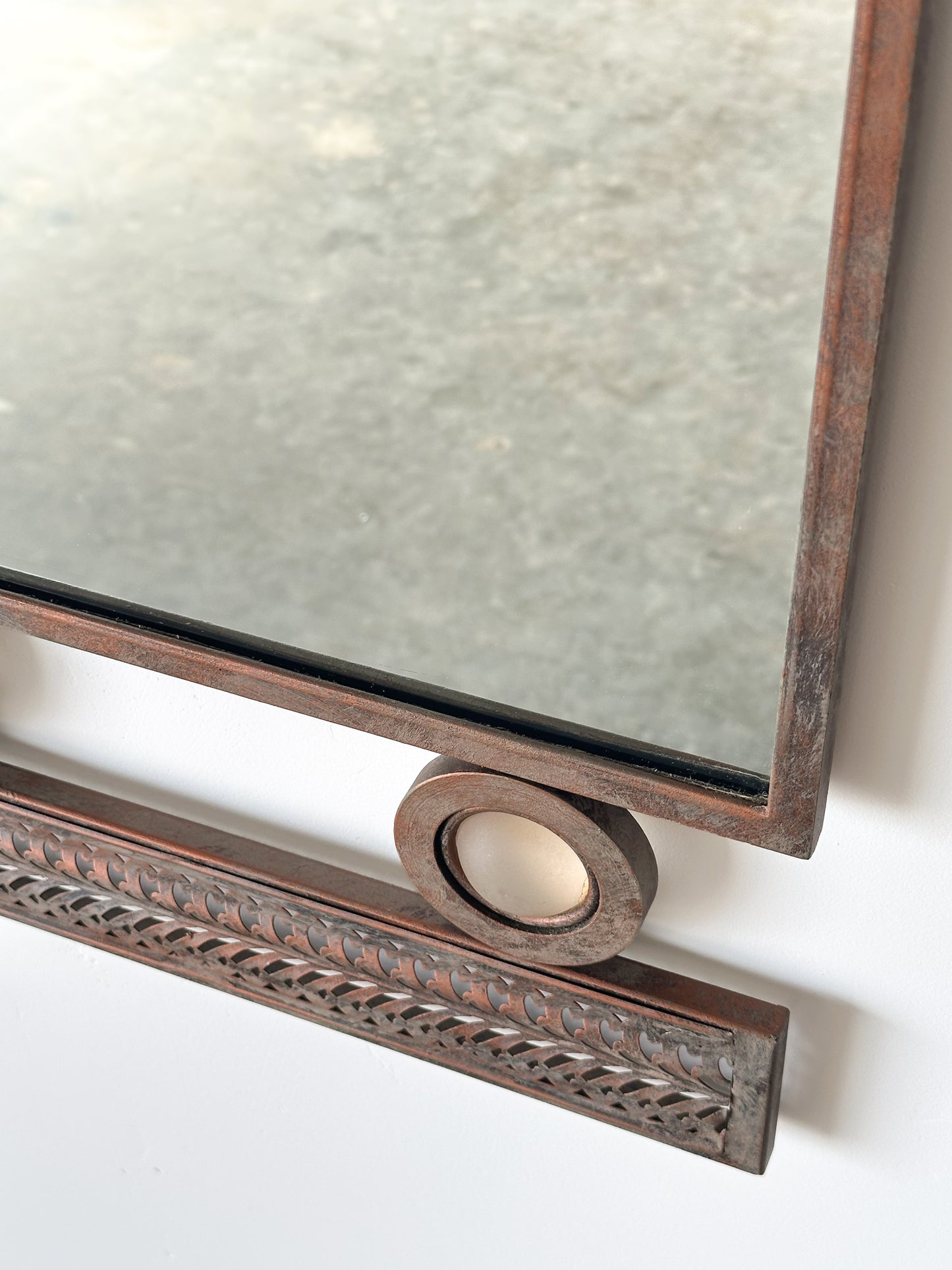 Pierced Steel Wall Mirror in the Style of Santambrogio & De Berti, Italy, Mid-Century
