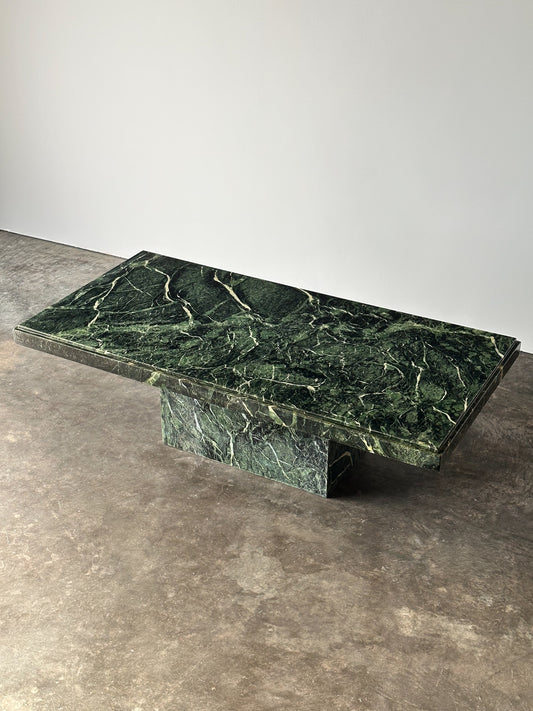 Verde Alpi Marble Pedestal Coffee Table, Italy, 1980s