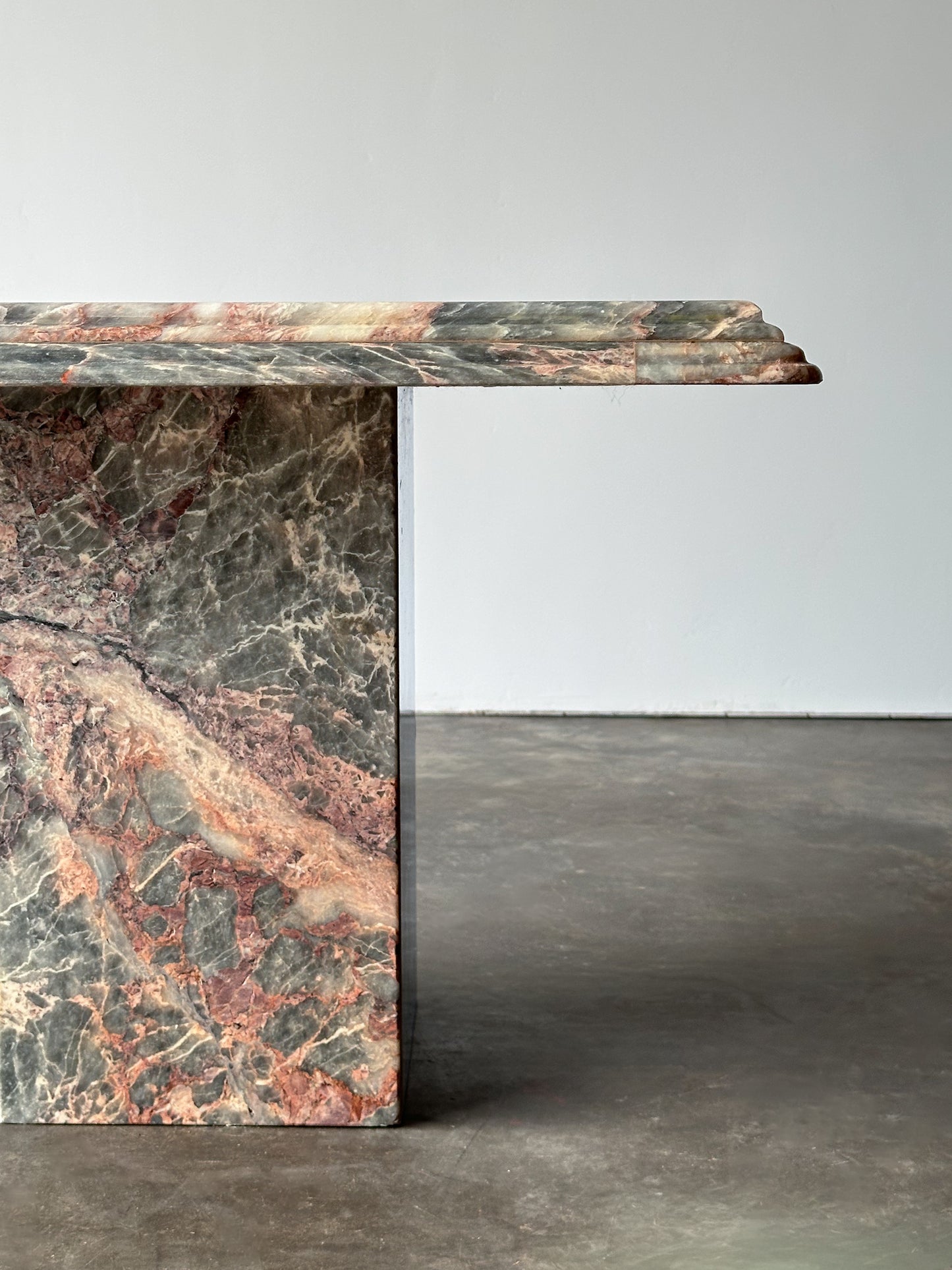 Fior Di Pesco Marble Plinth Side Table, Italy, 1980s