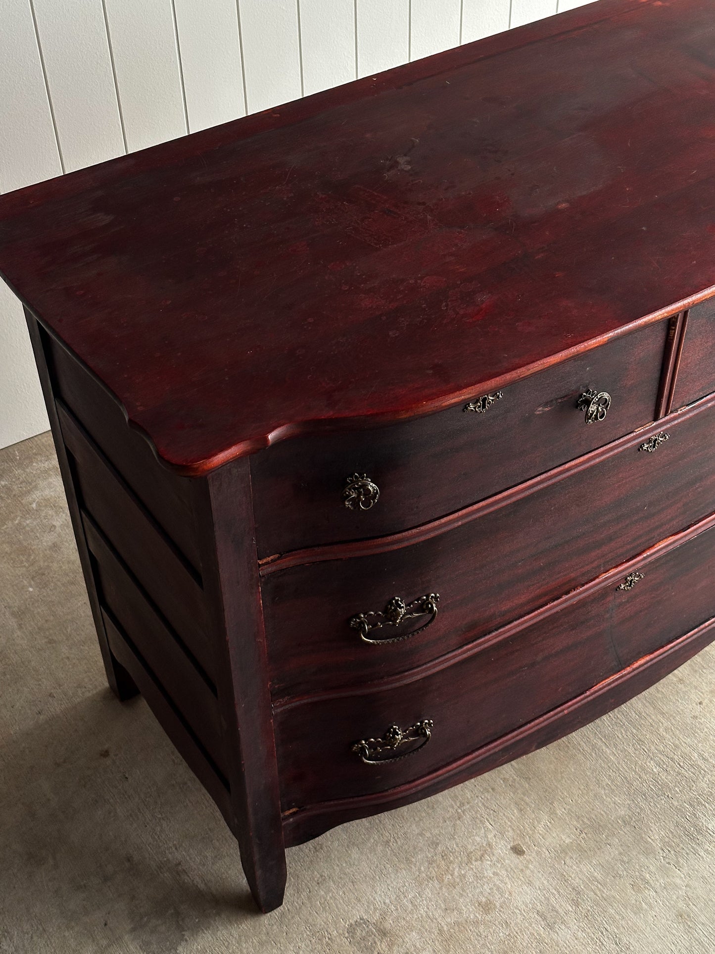 Antique Serpentine Mahogany Chest of Drawers, C. 1890