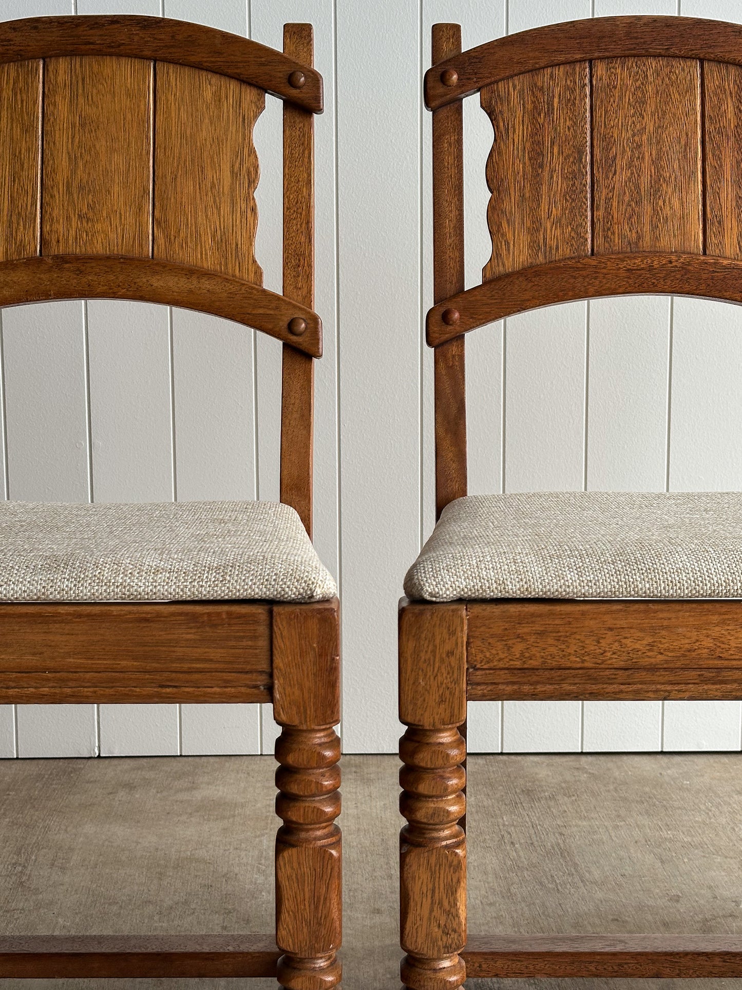 Set of Four Antique English Oak Dining Chairs, C. 1900